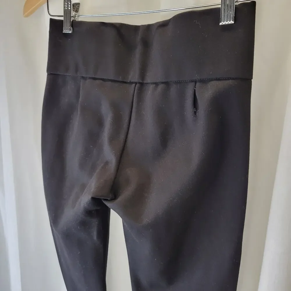 Zara Black Knit Button Front Skinny Dress Leggings Side Zip, XS